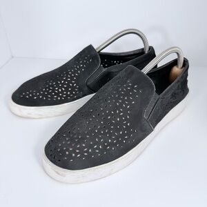 Vionic Splendid Midi Perf Women Size 9.5 Slip On Suede Leather Sneakers Black